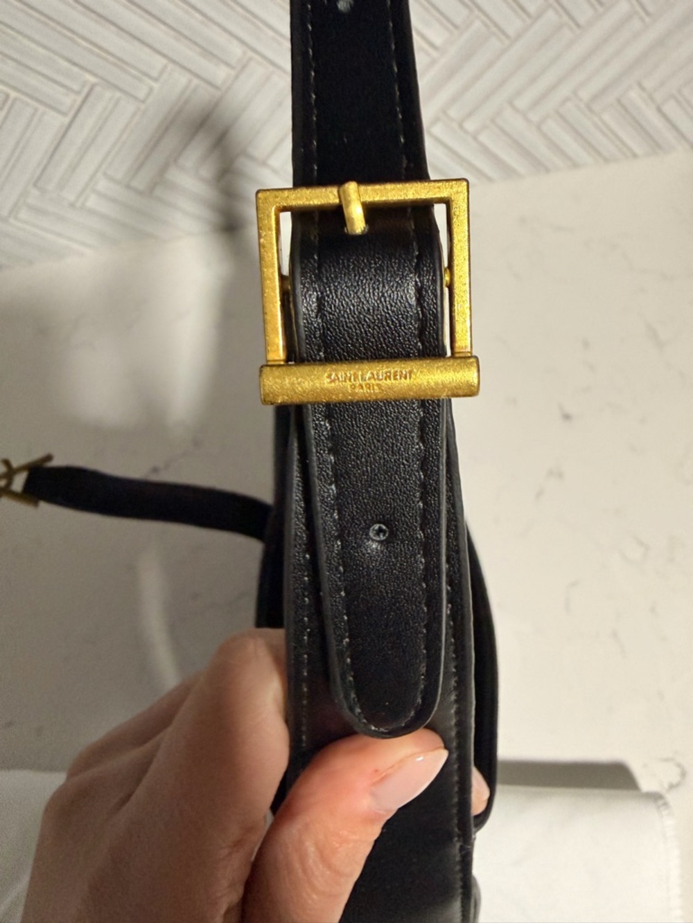 Saint Laurent Black Leather Shoulder Bag with Gold Hardware - Picture 3 of 3